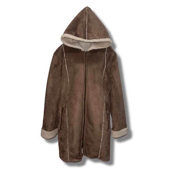 Outer Edge Jackets & Blazers - Brown Sherpa Hooded Coat
